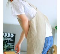 Volakebeing Tablier en coton et lin avec dos croisé pour femme - 73 cm de long - Pour peinture, jardinage, cuisine, pâtisserie, café, fleuriste, travaux ménagers - Avec matériau doux et confortable