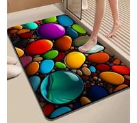 Volakebeing Tapis de bain 3D en diatomite avec surfaces absorbantes à séchage rapide, dos antidérapant pour douche, baignoire et salle de bain, motif pierre (50 x 80 cm, 3)