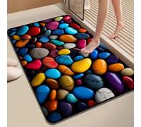 Volakebeing Tapis de bain 3D en diatomite avec surfaces absorbantes à séchage rapide, dos antidérapant pour douche, baignoire et salle de bain, motif pierre (50 x 80 cm)