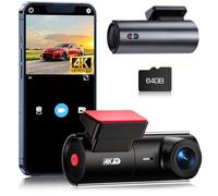 Volam 4K Dashcam Voiture, UHD 2160P Dash Cam, WiFi Intégré & Carte SD 64G, Mode Stationnement 24H, Vision Nocturne, WDR, Camera Embarquée Voiture Grand Angle 170°, G-Capteur, Enregistrement en Boucle