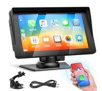 Volam 7 Pouces Carplay Voiture sans Fil, Écran Tactile Car Play et Android Auto, Portable Autoradio avec Bluetooth 5.0, Mirror Link, Siri/G00le Assistant Vocal, Transmetteur FM, AUX