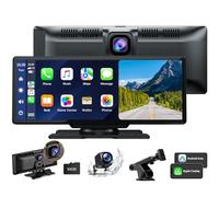 Volam 9,26 Pouces Ecran Carplay Voiture avec Caméra Embarquée Avant 2,5 K, Caméra de Recul 1080p, A-pple Carplay Android Auto sans Fil, Mirror Link, Navigation, G00gle, Siri,FM,AUX,Carte de 64 Go