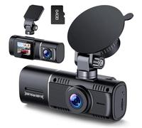 Volam Dashcam Voiture Avant et Interieur avec Batterie, 1080P FHD Camera Embarquée Voiture Dual Dash Cam Con G-Capteur, Parking Mode, HDR, Vision Nocturne IR, Wide Angle