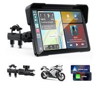 Volam Écran CarPlay pour Moto avec CarPlay et Android Auto sans Fil, 7 Pouces Écran Tactile Étanche IP67 avec Navigation GPS, Double Bluetooth, Siri/G00gle Assistant, Plug et Play