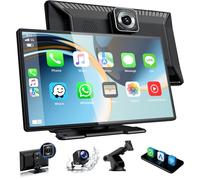 Volam Écran Carplay Voiture 9 Pouces avec AppIe CarPlay&Android Auto Autoradio Portable Compatible avec 1080P HD Carte TF 64GB Affichage avec Caméra Avant et Caméra de recul Siri G00gle Mirror Link