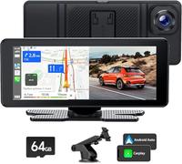 Volam Ecran Carplay Voiture avec Carplay sans Fil Android Auto, intégré Dashcam Avant 2,5K, 6.86'' Portable Autoradio avec Bluetooth,GPS,Assistant Vocal,Lien Miroir,64G TF Carte