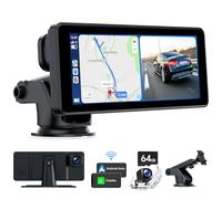 Volam Ecran Carplay Voiture avec Carplay sans Fil Android Auto, intégré Dashcam Avant 2,5K, Caméra de Recul 1080P, 6.86'' Portable Autoradio avec Bluetooth,GPS,Assistant Vocal,Lien Miroir,64G TF Carte