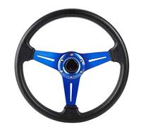 Volant, 14 Pouces 350 Mm Universel en Aluminium PU Cuir Voiture Sport Course Dérive Volant Bleu