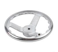 Volant à 3 branches en fonte chromée pour machines industrielles - Diamètre de 70 à 300 mm - Intérieur ondulé pour bague - Fraise lisse (8")