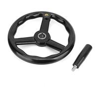 Volant Bakelite, volant anti-dérapant noir à 3 rayons Bakelite 250 * 22mm avec poignée pour machine-outil
