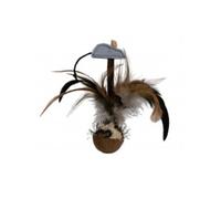 TRIXIE Jouet chat balle à ressort debout - stimule l'instinct de chasse de chaque chat - avec voix - en peluche - 15 cm - marron/beige - 45730