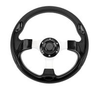 Volant de 13 Pouces, Volant de Voiture Universel en Aluminium PU de Style Course avec Vis et clé pour Adaptateur à 6 Trous, Spécifications D'installation Incluses (BLACK)