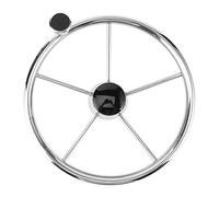 Volant de bateau, volant marin de 13,5 pouces à 5 rayons, volant de yacht accessoires marins universels en acier inoxydable avec bouton