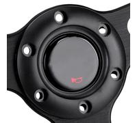 Volant de Course, 14 Pouces / 350 mm pour Volant de Course en Cuir Noir à 6 boulons de, Couture Noire avec Bouton de klaxon+Volant 14 Pouces Cuir Volant 14 Pouces Cuir