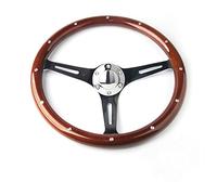 Volant De Course 380mm 15 Pouces Volant en Bois Classique Chrome Silver Spoke Grain De Bois Classique Vintage