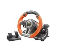 Volant de course avec pédales pour PS4 pour Xbox PC Switch - Roue de jeu rotative à 180 degrés avec palettes de vitesses et ventouses - Noir et orange 30 cm (orange)