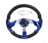 Volant de course de 330 mm en cuir synthétique pour Drift, design personnalisé, style bois de pêche, convient pour voiture et camion (bleu)