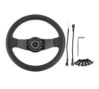 Volant de course de style Sparco 320 mm 13 pouces demi-plat en cuir noir bouton de klaxon universel à 6 boulons pour voitures de sport véhicules modifiés