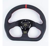 Volant De Course/DéRive Universel, Universal intérieur Pièces 13 pouces PVC Car Racing Volants profonde Corn Dérive Sport Volant avec(Black Red)