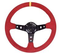 Volant De Course/DéRive Universel, Unversal 14inch 350mm Car Racing Volant Profonde Corn Dérive Suede Résistant au glissement Volant sport en cuir(Red)