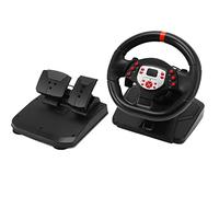 Volant de Course Driving Force 5 en 1, Noir, avec Pédale 180 Degrés Paddle Shifter Vibration PC Volant pour Red Stripe
