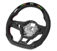 Volant de Course en Fibre de Carbone avec LED pour MK7 R | Cuir Nappa perforé, conception de type D à fond plat, écran de course LCD, compatible avec MK7 MK7.5 R 2013-2020