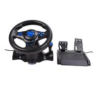 Volant de Course et Pédales de Sol,Feedback Driving Force 180 Degrés Rotation Gaming Racing Wheel avec Pédales Réactives pour PS3//PC,Multifonctionnel 3 en 1 Game Racing Wheel