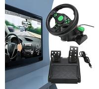 Volant de Course Pc, Peut Pivoter à 180 °, Offre Une Expérience de Jeu Réaliste, Volant de Course Universel pour Simulateur de Voiture Avec Retour de Vibration et Pédales pour Xbox 360, PS3, PS2, PC