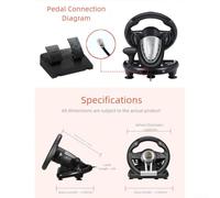 Volant de course, polyvalent pour PC, PS4, commutateur pour Xbox Gaming - Pédales de simulateur de conduite multi-plateformes - Vibrations réglables (orange)