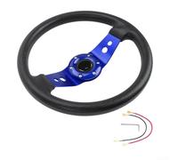 Volant de course rond en cuir synthétique pour simulateurs de jeu de course de voiture, compatible avec la plupart des supports de roue et configurations de jeu (bleu)