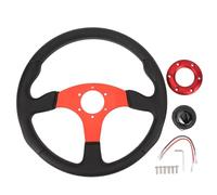 Volant de course universel de 14 pouces, en cuir PU et à cadre en aluminium, avec adaptateur de moyeu à 6 boulons, compatible avec les modifications automobiles, pour une mise à (Rouge)