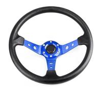 Volant De Course Universel En Cuir PU 92 Mm 350 Mm 14 Pouces Extension palette changement vitesse(BLEU)