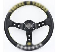 Volant De Course, Volant De Voiture De Course Univ Cuir véritable Noir Blanc Drift Sport de Volants