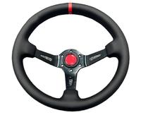 Volant de course Volant en cuir universel de 13 pouces Grand concave Concave profond Course Sport Modification Accessoires pour course rallye voiture(Red)
