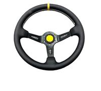 Volant de course Volant en cuir universel de 13 pouces Grand concave Concave profond Course Sport Modification Accessoires pour course rallye voiture(Yellow)