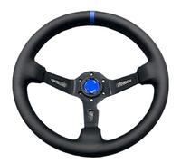 Volant de course Volant en cuir universel de 13 pouces Grand concave Concave profond Course Sport Modification Accessoires pour course rallye voiture(Blue)