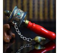 Volant de prière bouddhiste, roue mantras en cuivre à manivelle avec pendentif, 17 cm, décoration religieuse portable pour la pleine conscience et la méditation