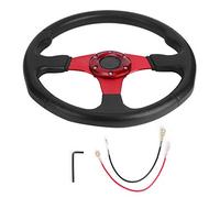 Volant de Sport de voiture de course de 350mm/14in plat profond 6 boulons direction de course modifiée universelle(rouge)