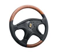 Volant de sport universel en cuir, Style bois Vintage classique, 360mm