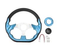 Volant de voiture 33 cm PU Racing résistant aux chocs - Grip renforcé, installation facile, look stylé bleu pour voiture universelle (Bleue)