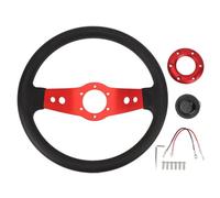 Volant de voiture 33 cm PU résistant aux chocs - Grip renforcé, installation facile sans modification - Style racing élégant compatible adaptateur moyeu 6 trous (Rouge)