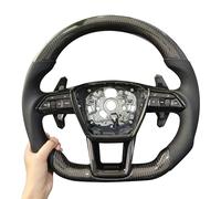 Volant de Voiture Compatible avec Audi A6, C8 et A7, Ensemble Volant en Fibre de Carbone avec Boutons et palettes de Changement de Vitesse, Cadre de Remplacement (Logo RS)