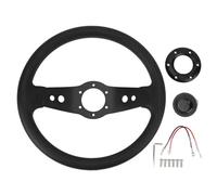 Volant de Voiture de 13 Pouces en PU Style Course, résistant aux Chocs, poignée améliorée, Installation Facile, Ajustement Universel pour la Plupart des véhicules, Cadre en (Noir)