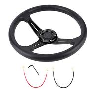 Volant de Voiture Universel 14 Pouces en Cuir PU et Alliage d'Aluminium, Bouton Klaxon - Confort Ergonomique, Installation Facile Sans Modification (Noire)