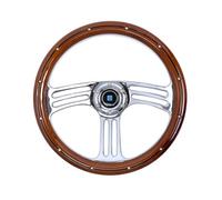 Volant de voiture vintage 350 mm 14 pouces en bois massif pour jeu de course