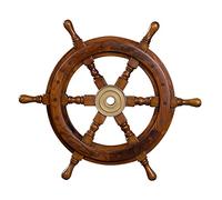Volant décoratif en bois avec moyeu en laitonDe la taille S à la taille XLAspect nautique, bateau, navire, marin, Bois, marron, Größe S - 30 cm