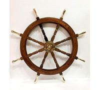 Volant en bois de 91,4 cm avec poignée en laiton pour décoration murale de capitaine pirate