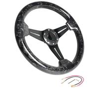 Volant En Fibre De Carbone Forgé 14 Pouces Hautes Performances Poignée Profilée Lisse Conception Ergonomique Pour La Plupart Des Modèles Véhicules Roue Voiture En Carbone Forgé Sportif