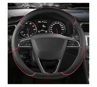 Volant Le Couvre pour Seat pour Toledo pour MII pour Arosa pour Exeo St FR Moyeux Volant Antidérapants Cuir Microfibre 38 Cm(Red D Shape)