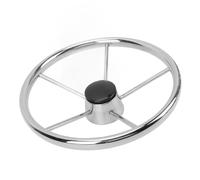 Volant Marin 13-1/2 Pouces 5 Rayons 25 Degrés Volant de Bateau en Acier Inoxydable avec Capuchon Central et Poignée pour Bateau Yacht Hors-bord